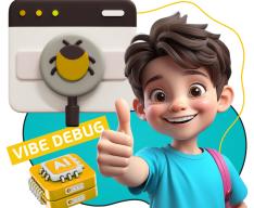 Тестирование & Vibe Debug. Охотники за багами - КИБЕРшкола программирования для детей, компьютерные курсы для школьников, начинающих и подростков - KIBERone г. Ставрополь